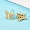 Brass Micro Pave Clear Cubic Zirconia Stud Earrings EJEW-F400-02D-G-4