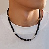6MM Round Natural Howlite and Frosted Black Stone Beaded Necklaces for Men FQ0489-3-4