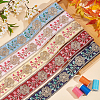 5 Yards 5 Colors Polyester Embroidery Flower Ribbon OCOR-FG0001-87-5