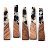 Transparent Resin & Walnut Wood Pendants RESI-N039-67F-1