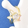 Bunny & Bowknot Brass Micro Pave Cubic Zirconia Cuff Rings for Women RJEW-A088-10G-4