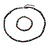 Bohemian Style Coconut Shell with Synthetic Turquoise Rondelle Beaded Necklaces & Bracelets Sets FS-WG8D889-05-2