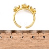 Flower Brass Open Cuff Rings for Women RJEW-G341-01G-5