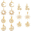 AHADERMAKER 14Pcs 7 Style Brass Micro Pave Clear Cubic Zirconia Pendants FIND-GA0002-36-1