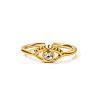 Evil Eye 304 Stainless Steel Micro Pave Clear Cubic Zirconia Adjustable Cuff Rings FS-WGCF674-01-5