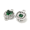 Brass Pave Clear & Green Cubic Zirconia Connector Charms KK-P275-47P-2