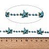 Handmade 304 Stainless Steel Synthetic Turquoise Starfish Link Chains CHS-L032-05G-02-2