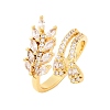 Brass Micro Pave Clear Cubic Zirconia Finger Rings for Women RJEW-U047-09G-4