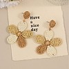 Bohemian Style Flower Alloy Raffia Dangle Stud Earrings FS-WGE633D-01-2