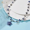 Natural Blue Spot Jasper & Alloy Star Charms Bib Necklace with Chips Beaded Chains NJEW-JN04512-01-2