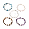 Natural Gemstone & Brass Beads Stretch Bracelets for Women BJEW-JB13414-2