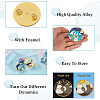 4Pcs 4 Style Elephant & Cat & Girl and Boy & Diamond Rotating Enamel Pins Set JEWB-TA0001-09-14