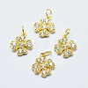 Brass Micro Pave Clear Cubic Zirconia Charms ZIRC-J040-07G-NR-1