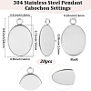 20Pcs 304 Stainless Steel Pendant Cabochon Settings STAS-BBC0010-66-2