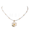 Summer Alloy Enamel Flower Pendant Glass Seed Beaded Necklaces for Women NJEW-MZ00151-02-2