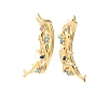 Brass Pave Cubic Zirconia Stud Crawler Earrings KK-CBAA351-20G-02-4