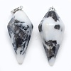 Natural Zebra Jasper Pointed Pendants KK-E757-F-03P-1