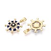 Brass Micro Pave Clear Cubic Zirconia and Enamel Pendants KK-T075-91B-G-2
