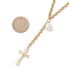 304 Stainless Steel Cable Chain Tassel Cross Pendant Necklaces NJEW-JN05653-4