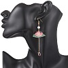 Fish with Lotus Glass & Acrylic Beads Dangle Earrings EJEW-TA00786-4