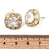 Brass Pave Clear Cubic Zirconia & Glass Stud Earrings EJEW-G471-03G-01-5