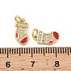 Christmas Brass Micro Pave Cubic Zirconia Enamel Charms KK-L255-19G-04-3