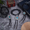 3Pcs 3 Styles Alloy Pave Resin Imitation Gemstone Flower Oval Pendant Bolo Tie Lariat Necklaces NJEW-CL0001-08-4