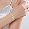 Mother's Day Flat Round with Word Mama Brass Link Bracelets FS-WG7D6C4-01-2