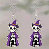 Cat Shape with Skeleton Acrylic Dangle Earrings FS-WG9EDFB-01-2