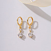 Elegant French Style Brass Pave Clear Cubic Zirconia Flat Round Hoop Earrings KO2254-2-2