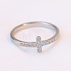 Cross Titanium Steel Micro Pave Clear Cubic Zirconia Finger Rings for Women FS-WG88B59-03-2