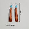 Alloy Imitation Leather Nuggets Tassel Dangle Earrings FS-WG150DE-01-2