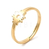 Ion Plating(IP) 304 Stainless Steel Flower Adjustable Ring for Women RJEW-M149-03G-3