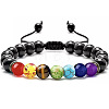 Adjustable Handstring Chakra Round Natural Obsidian Yoga Braided Bead Bracelets for Women Men LN5324-4-1
