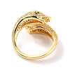 Cubic Zirconia Double Snake Open Cuff Ring RJEW-C024-01G-2