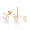 Brass & Natural Pearl Stud Earrings PEAR-N020-WX09-3