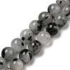 Grade A Natural Tourmalinated Quartz/Black Rutilated Quartz Beads Strands G-R494-A06-03-1