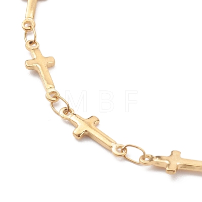 304 Stainless Steel Cross Link Chain Anklets AJEW-AN00415-1