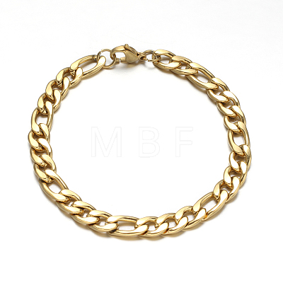 304 Stainless Steel Cuban Link Chain Necklaces and Bracelets Jewelry Sets SJEW-O065-B-05G-1