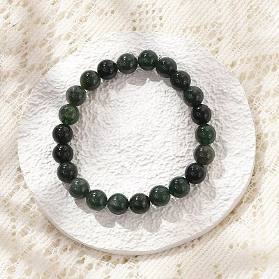 Natural Moss Agate Beads Stretch Bracelets BJEW-F380-01-B15-1