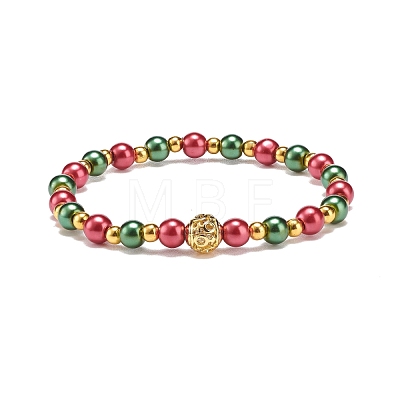 Alloy Gender Symbol & Glass Round Beaded Stretch Bracelet for Women BJEW-JB08511-03-1