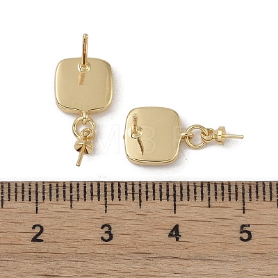 Brass with Shell Stud Earring Findings KK-G497-33G-1