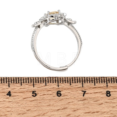 Brass Micro Pave Cubic Zirconia Finger Rings CU-CBA260E-09P-1