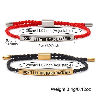 2Pcs DON'T LET THE HARD DAYS WIN 304 Stainless Steel Charm Motivational Quote Bracelets FG5463-4-1