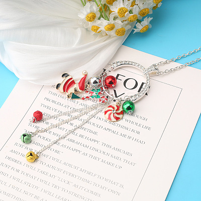 Alloy Enamel with Rhinestone Pendant Necklaces FS-WG43311-01-1