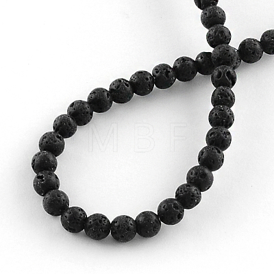 Dyed Natural Lava Rock Gemstone Round Bead Strands G-R293-02-1