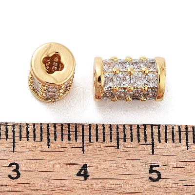 Column Brass Micro Pave Clear Cubic Zirconia Beads KK-S394-05F-1