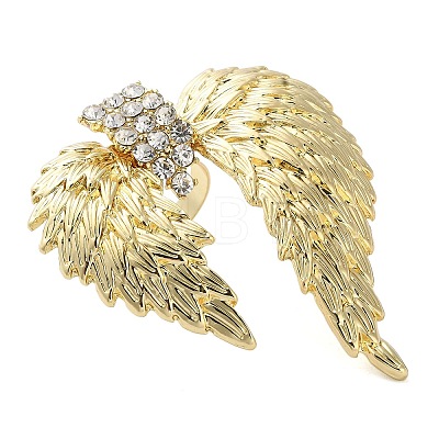 Wing Alloy Rhinestone Adjustable Rings for Women RJEW-K277-04G-1