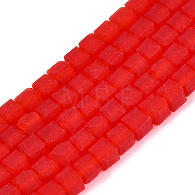 Transparent Frosted Glass Beads Strands GLAA-N072-01A-A07-1
