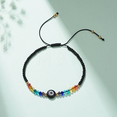 Lampwork Evil Eye & Glass Beaded Bracelet BJEW-JB08367-04-1